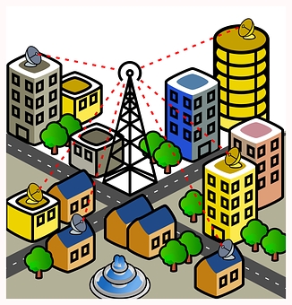 A modern city working on a wifi signal