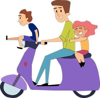 Riding a scooter with dad